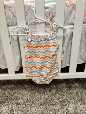 Baby Girl Multi-Color Wavy Stripe Romper